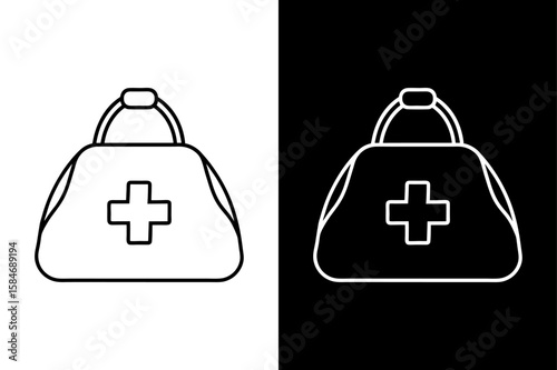 Resuscitation Bag Line Drawing. Clean Medical Icon Design in Black and White
