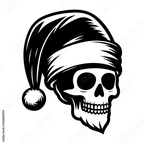 skull on santa hat silhouette  