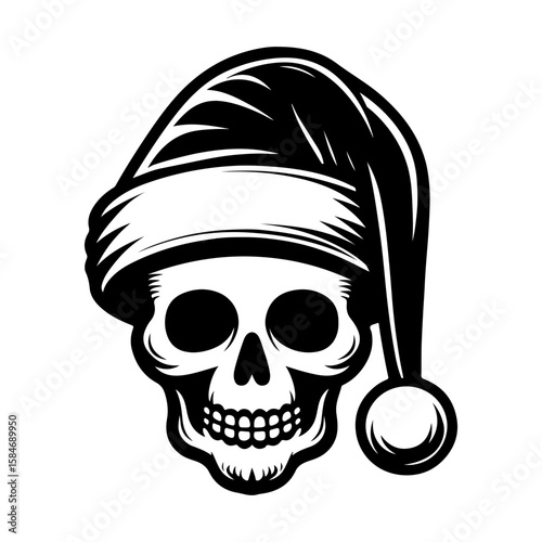 Halloween skull with santa hat 