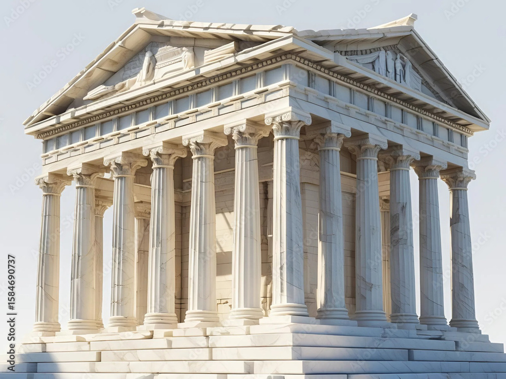 Obraz premium Classical Greek buildings with magnificent pillars display an ancient architectural heritage full of history and high aesthetic value.