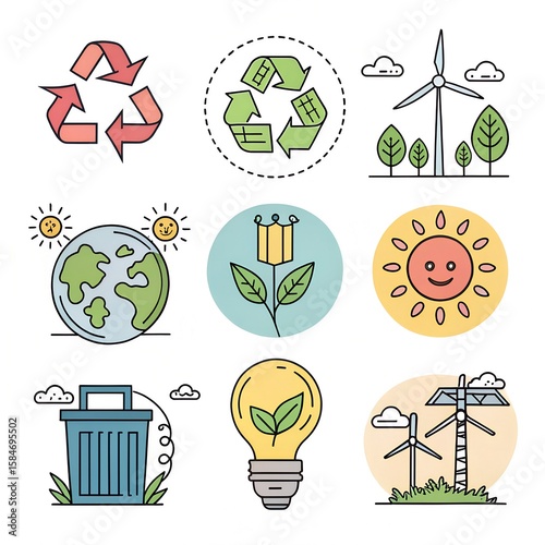 Creative Earth and Environment Concept Icons – Hand-Drawn Eco Set