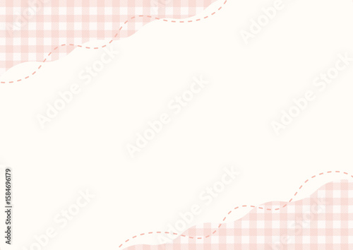 秋のギンガムチェックのフレーム、ピンクのチェック柄