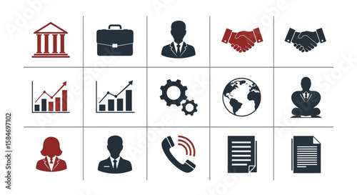 Collection of Business and Finance Icons in Vector Style.