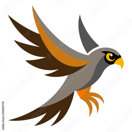 Majestic falcon in flight with sharp talons clearly visible