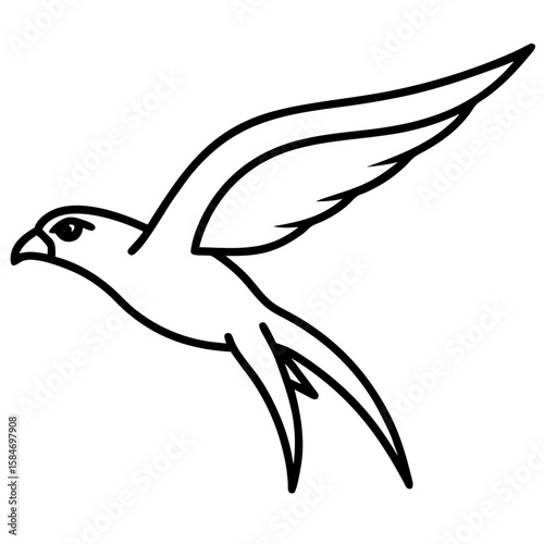 Striking line art of a falcon soaring with sharp powerful talons