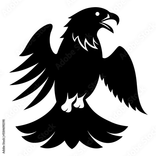 Majestic bald eagle silhouette in flight clutching a fish