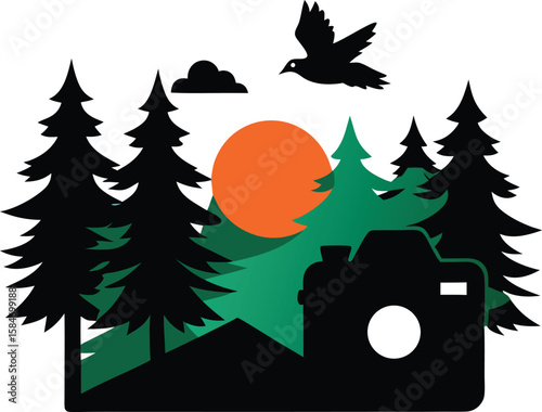 Photographer in Action with Quote  Digital Vector