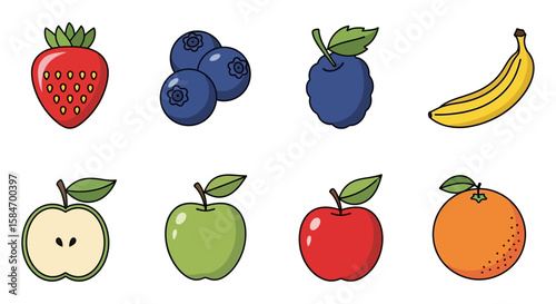 Colorful Fruit Icons Collection