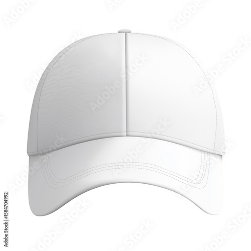 Realistic white baseball cap mockup isolated against a solid transparent background for design templates
