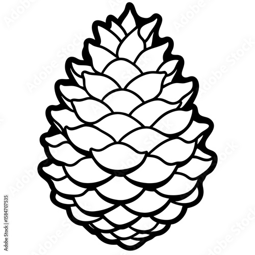 Minimalist Pine Cone Outline Illustration
