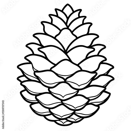 Minimalist Pine Cone Outline Illustration