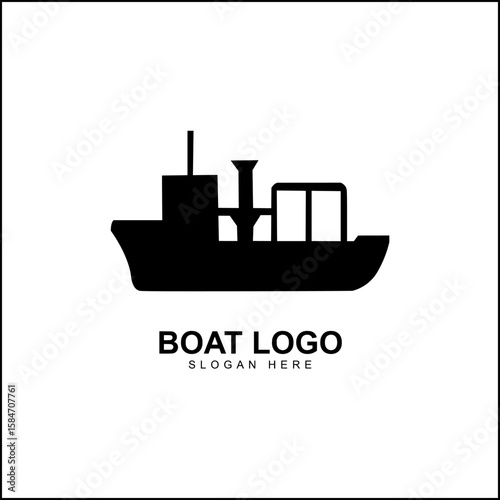 Simple Black Line Ship Icon - Ship Vector