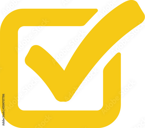 A yellow check mark inside a square box on a white background indicating completion or validation task done