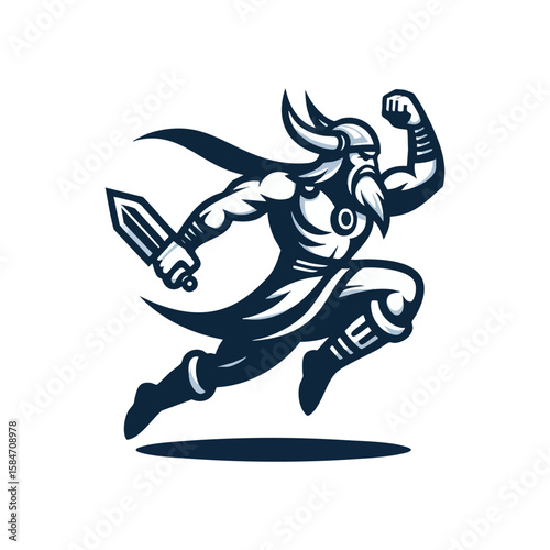 viking jump mascot logo vector illustration