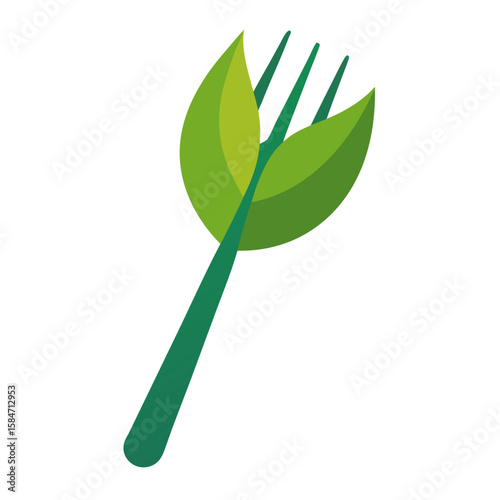 Fork with Leaf  Icon VectorEco-Friendly Plant-Based Design