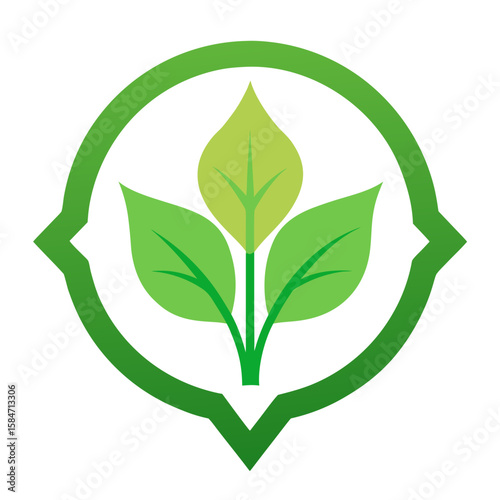 Vegan Leaf Badge  Icon VectorEco-Friendly Plant-Based Design