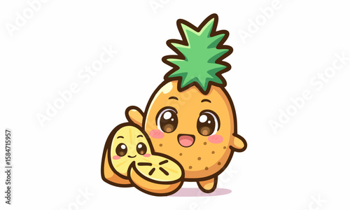 Cute pineapple mascot cartoon illustration