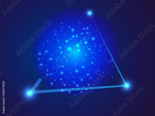 Artificial intelligence with overlapping Abstract triangle network lines in light blue effect of Sphere vector design concept. AI technology for advance technology, robotic, web, new technology, ui.