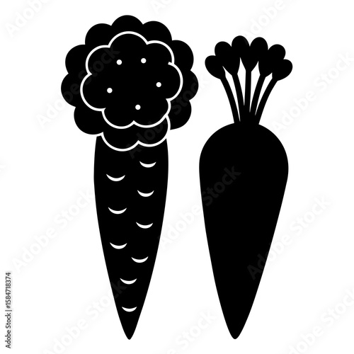 Carrot and Broccoli  Icon VectorEco-Friendly Plant-Based Design