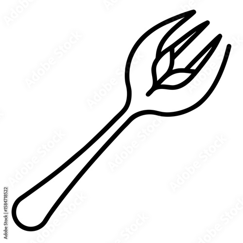 Fork with Leaf  Icon VectorEco-Friendly Plant-Based Design