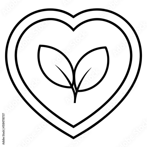 Vegan Heart  Icon VectorEco-Friendly Plant-Based Design