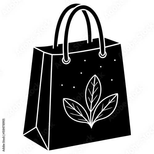 Vegan Shopping Bag  Icon VectorEco-Friendly Plant-Based Design
