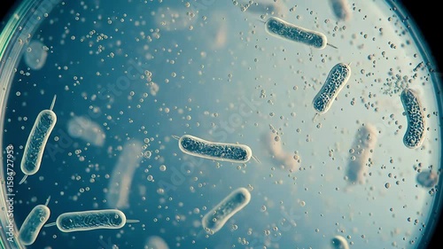 Microscopic view of bacteria swimming in liquid
