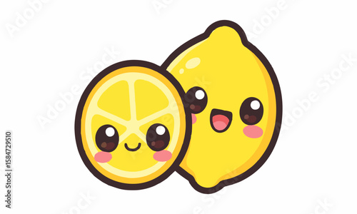cute lemon mascot cartoon illustration