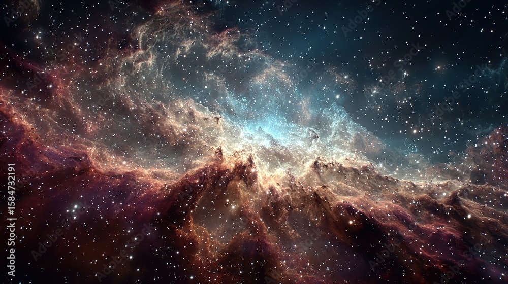 Fototapeta premium A vast expanse of nebulae and stars in deep space.