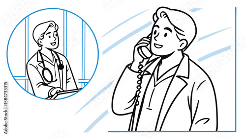 Telemedicine Consultation: Man on Phone with Doctor. Online Healthcare Communication.