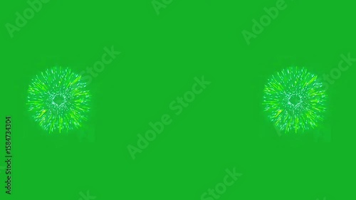 fireworks blast 3d green screen explosion sparkle in the night sky animated chromakey background style frame creative gesture composition, Glow, Shine, Sparkling, Colorful holiday firecracker 4K