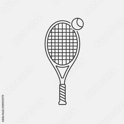 black tennis racket illustration for sports decor