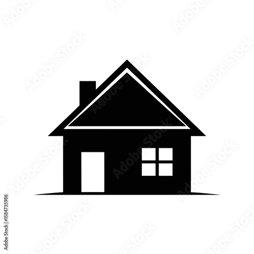 Simple Black House Icon Vector Silhouette