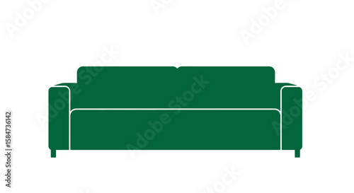 Green Sofa Vector Furniture Icon Illustration