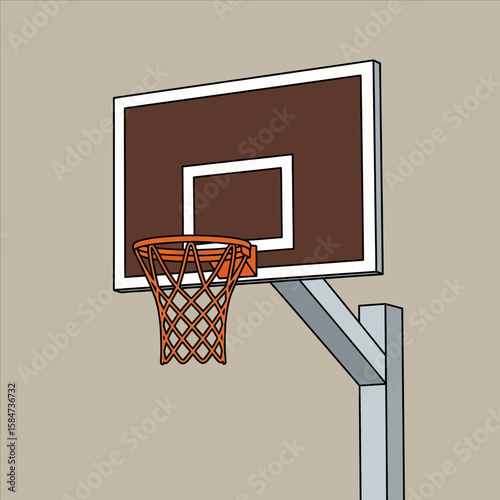 Basketball Hoop Backboard Net Pole Illustration