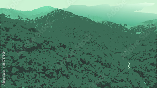 Green mountain range landscape scenic view nature background wallpaper desktop illustration digital art