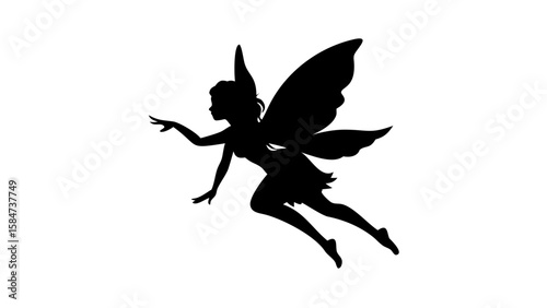 Graceful Flying Fairy Silhouette