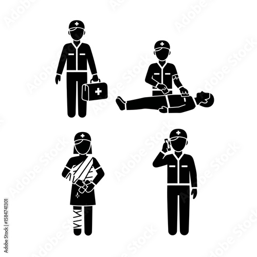 First aid responders providing emergency medical care and assistance.
