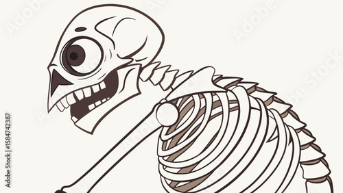 Cartoon skeleton anatomy illustration for halloween and medical education with funny expression design