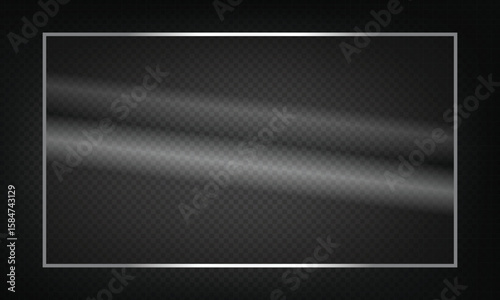 16:9 vector image of a mirror reflection, suitable for application on glass, plastic, or acrylic window surfaces. Offers a glossy, luminous appearance with bright highlights and transparency