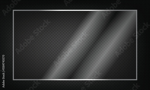16:9 vector image of a mirror reflection, suitable for application on glass, plastic, or acrylic window surfaces. Offers a glossy, luminous appearance with bright highlights and transparency
