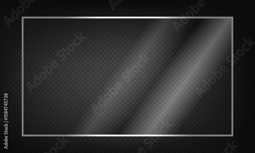 16:9 vector image of a mirror reflection, suitable for application on glass, plastic, or acrylic window surfaces. Offers a glossy, luminous appearance with bright highlights and transparency