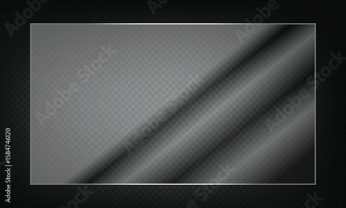 16:9 vector image of a mirror reflection, suitable for application on glass, plastic, or acrylic window surfaces. Offers a glossy, luminous appearance with bright highlights and transparency