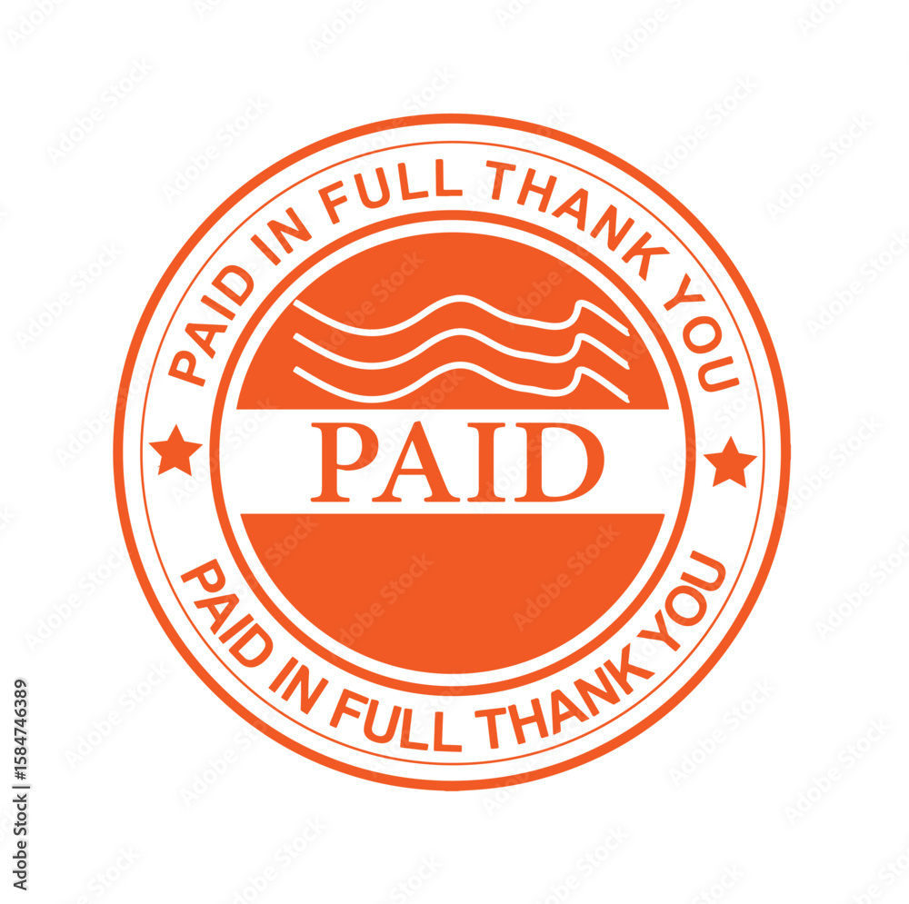 Obraz premium Orange Paid in Full Thank You Round Stamp Seal 