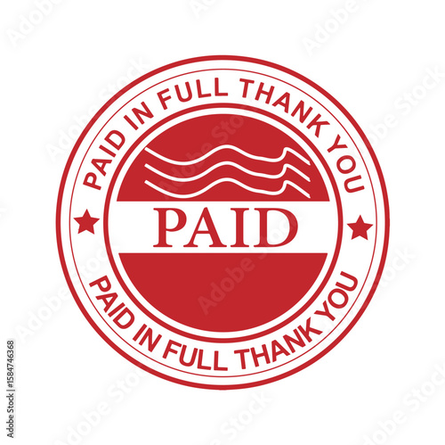 Red Paid in Full Thank You Round Stamp Seal
