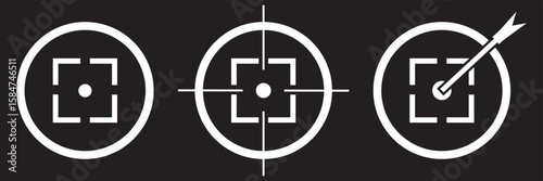 Target or aim symbol. icons. Shooting target with bullet holes.