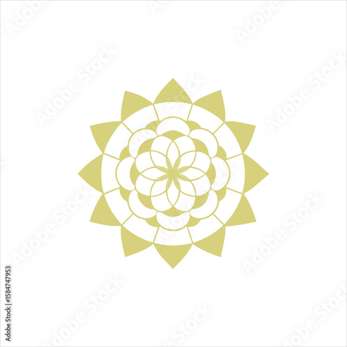 Minimalist geometric mandala with central circular motif and radial patterns