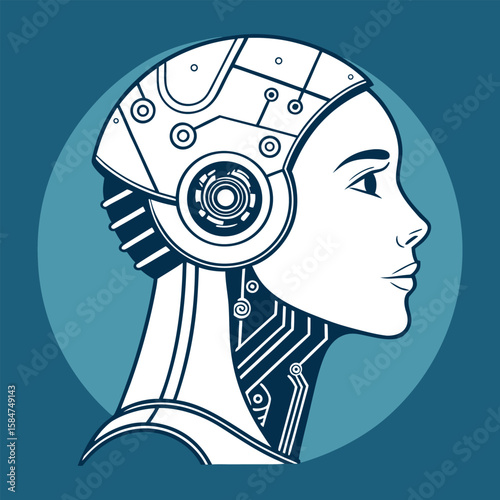 AI agent or assistant concept, An abstract humanoid robot, Artificial Intelligence innovation vector illustration. unique technology background vector with smart looking