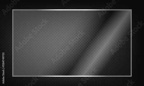 16:9 vector image of a mirror reflection, suitable for application on glass, plastic, or acrylic window surfaces. Offers a glossy, luminous appearance with bright highlights and transparency