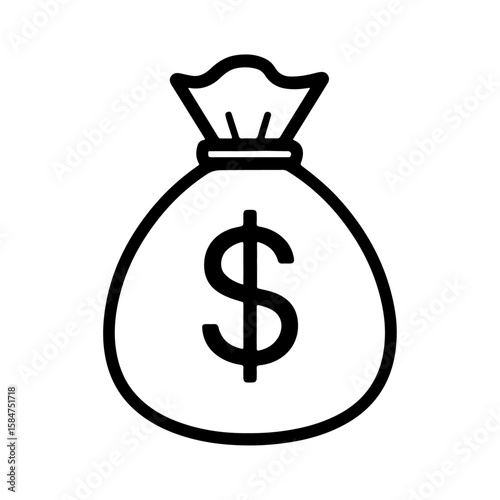A vibrant 3D rendering of a money bag icon adorned with a bold dollar sign, symbolizing wealth, finance, and business in the global economy
